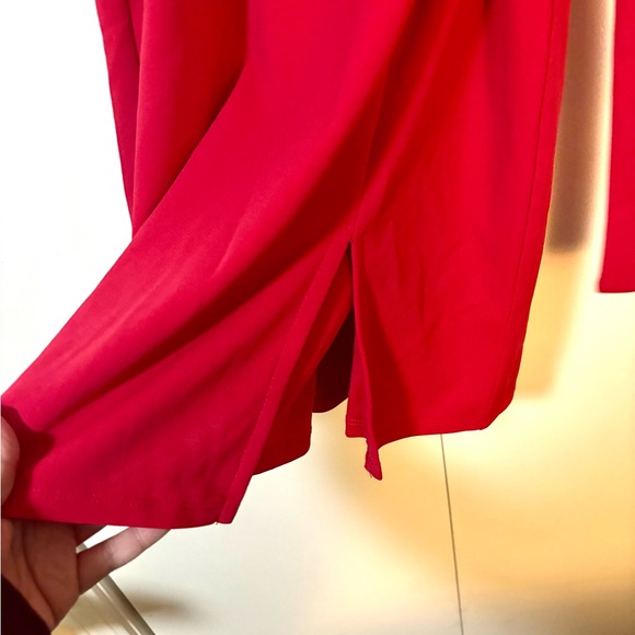 EUC New York & Co Red Cap Sleeve Sheath Dress w/ Belt Size Medium - Picture 2 of 5